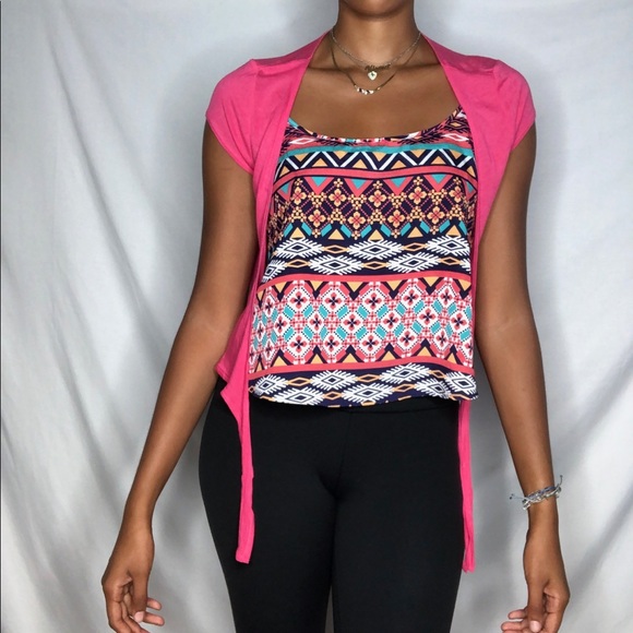 AMBIANCE APPEAL Crop Top Aztec M open back - Picture 2 of 7